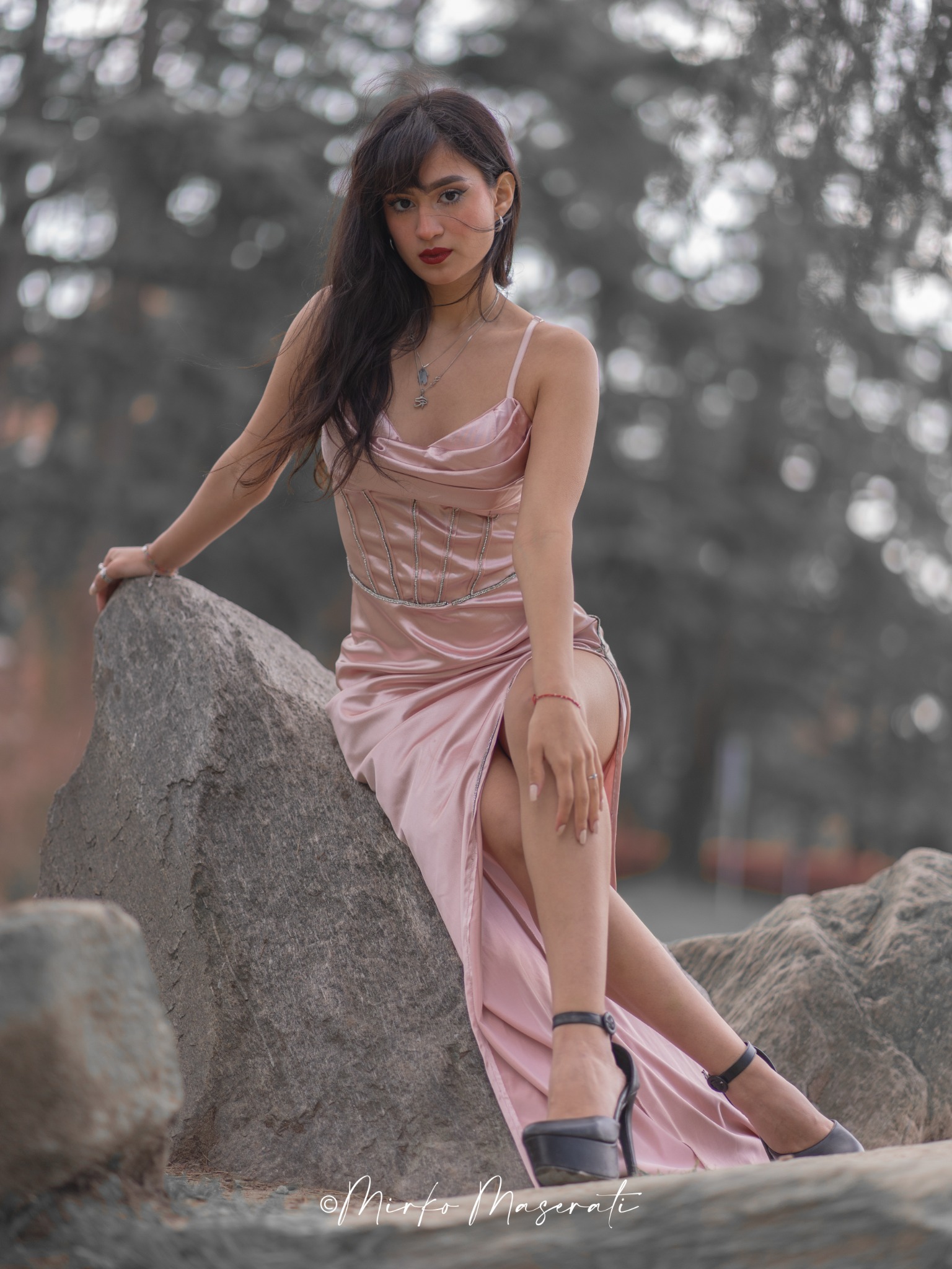 Pink fashion editorial portrait